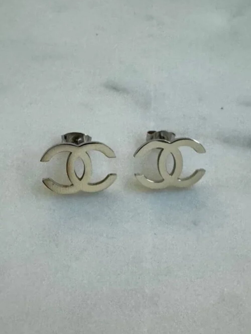 Vintage C Earrings - Silver Studs - Silver Earrings - Y2K - Womens Earrings